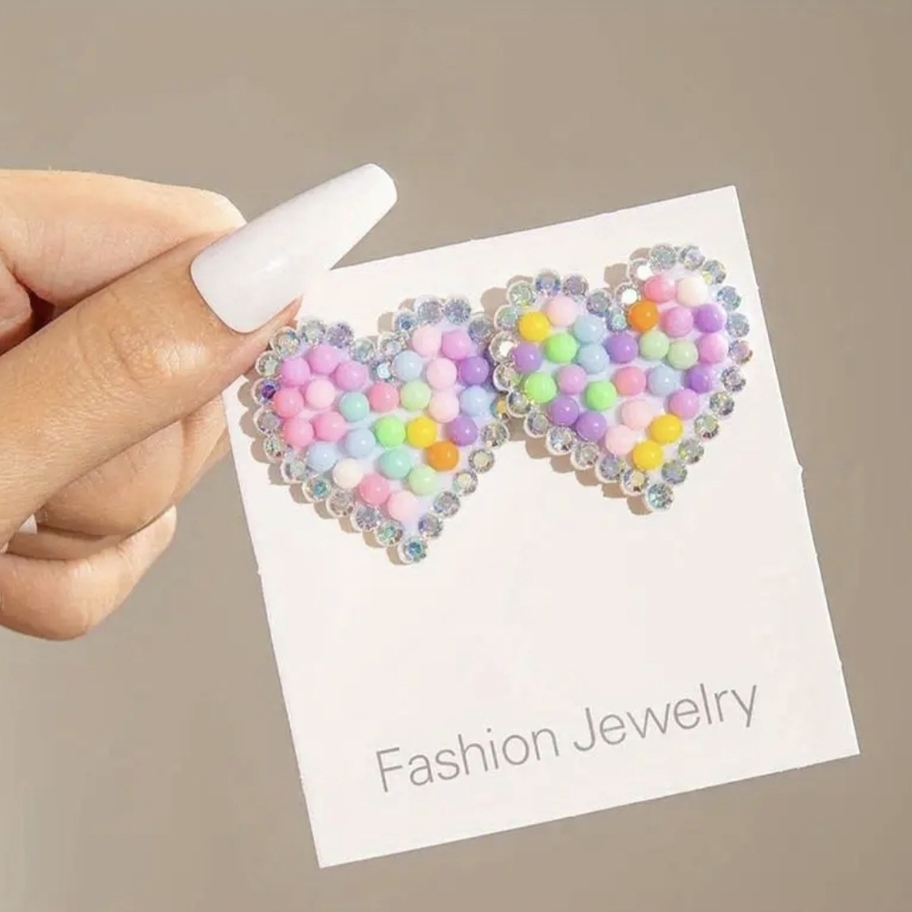 Pastel Heart Beaded Earrings